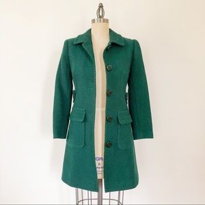 Green textured peacoat with buttons